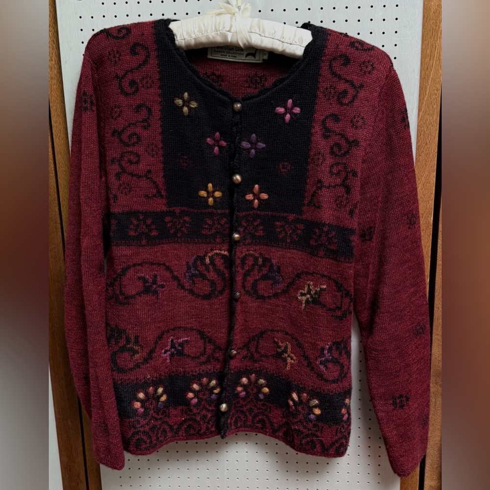 Peruvian Link alpaca Floral Knit Sweater